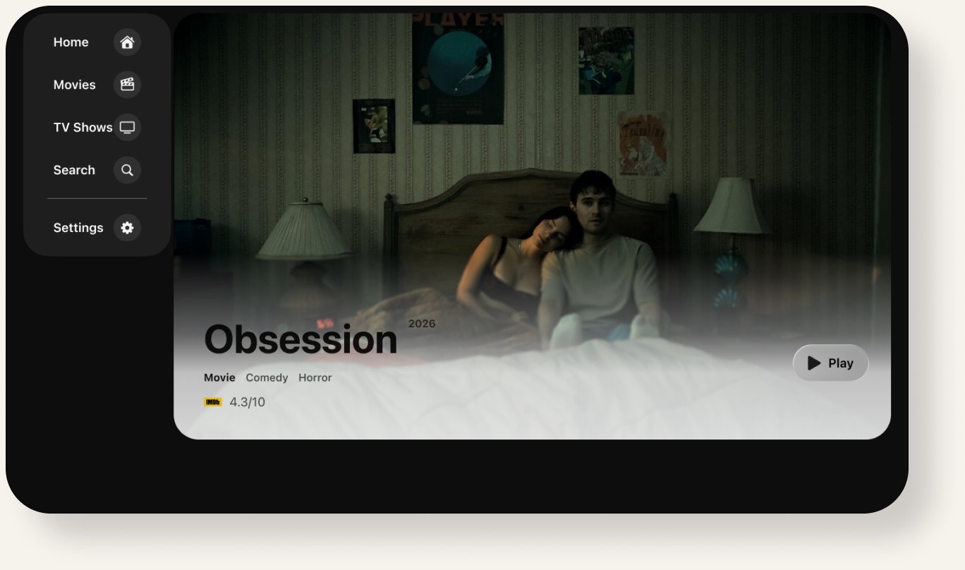 tvPlayer Home v0.1, an early floating-card layout